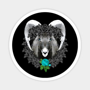 Goat Blue Rose Wreath Magnet